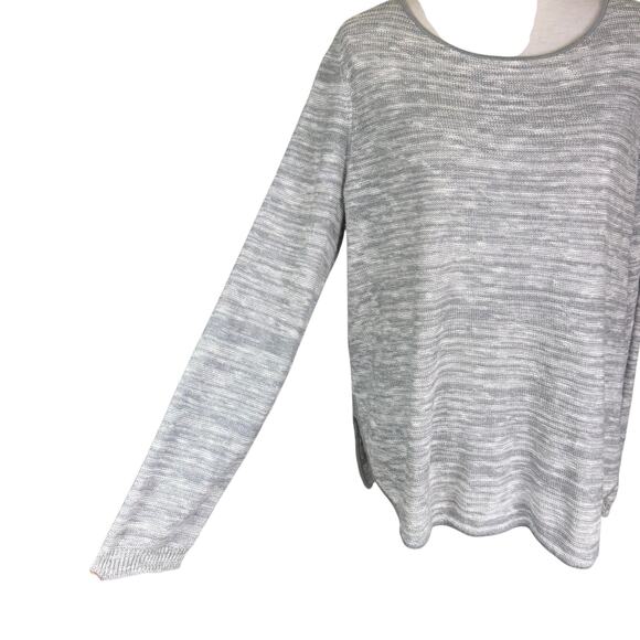 Eileen Fisher Gray Long Sleeve Knit Organic Cotton Linen Blend High Low Shirt - Picture 3 of 11